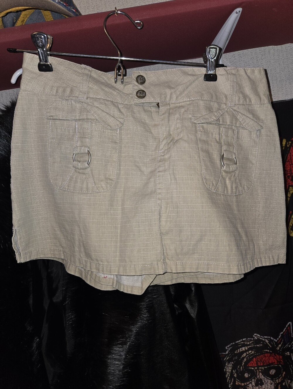 BeBop Beige Utility Skort with D-Ring Pocket Accents